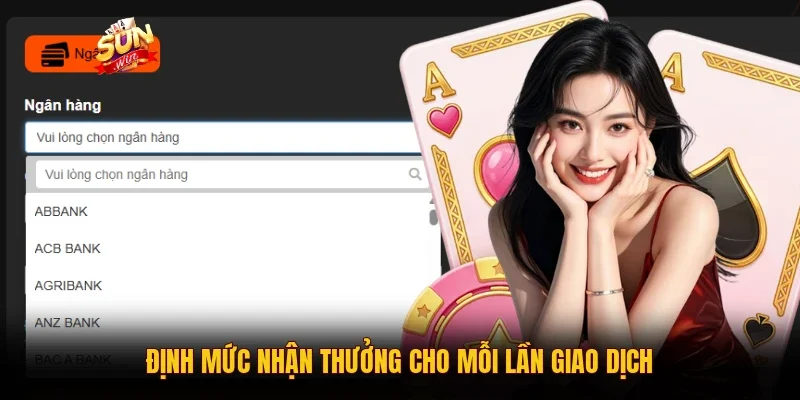Định mức nhận thưởng cho mỗi lần giao dịch